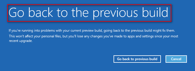 Go back to the previous build