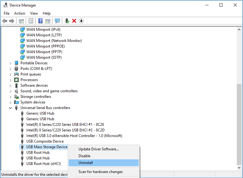enable USB flash drive under USB mass storage media