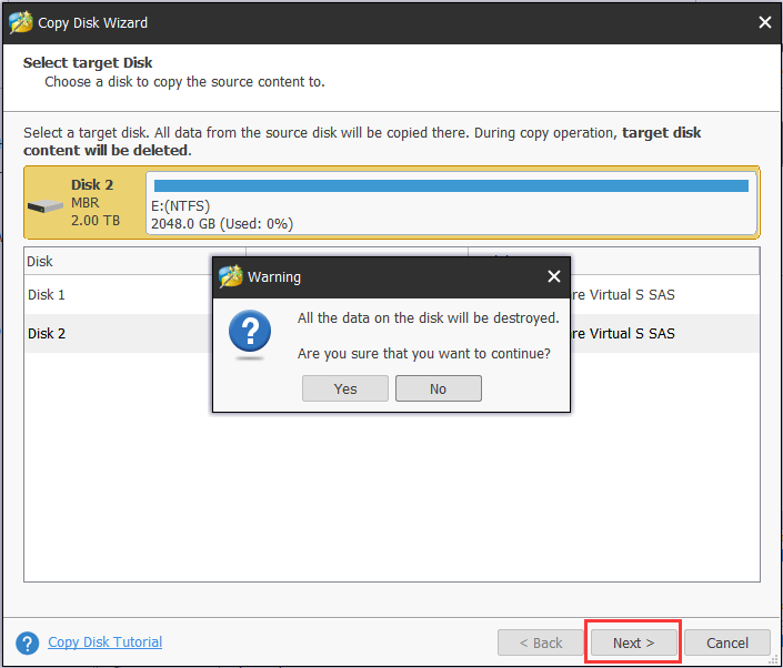 choose target disk