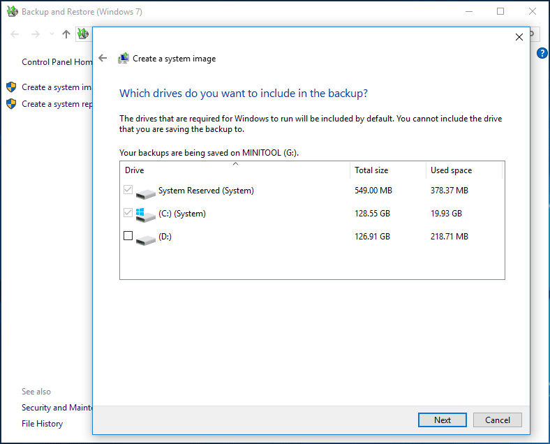 the drives that are required for Windows to run are chosen