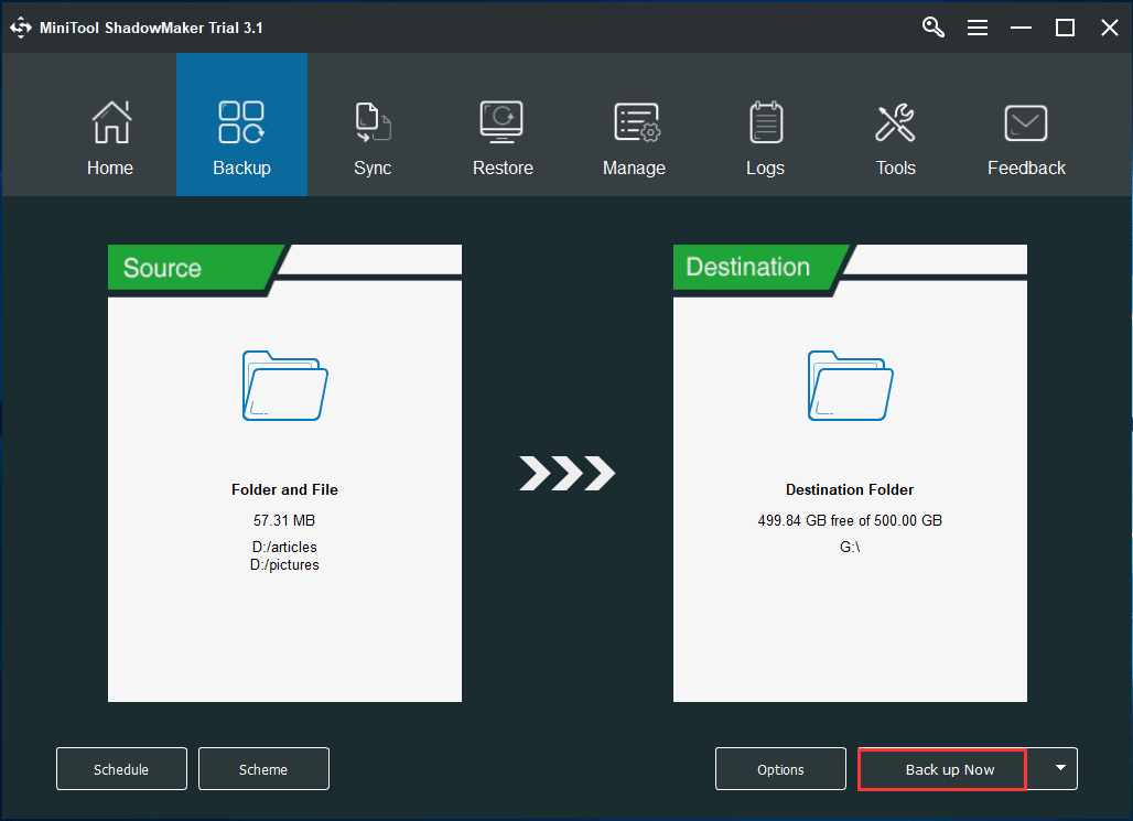 create a full backup with MiniTool ShadowMaker