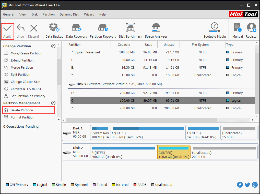 delete logical partition directly
