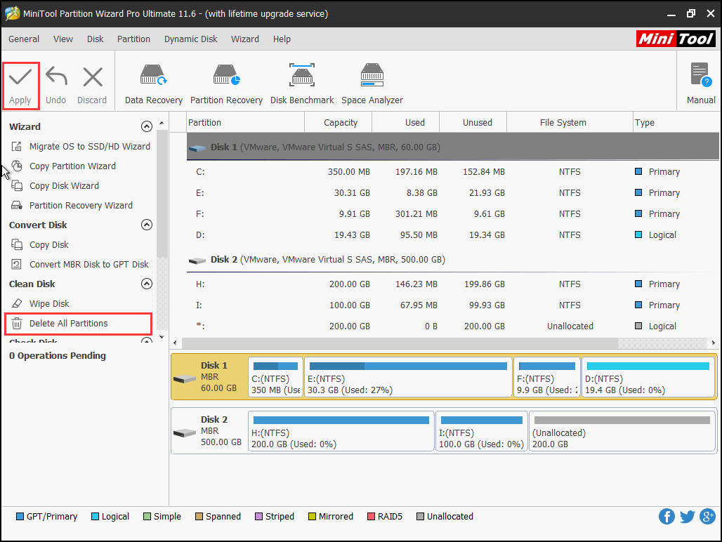 delete all partitions