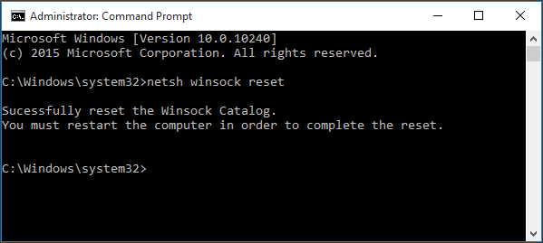 Reset the Winsock Catalog