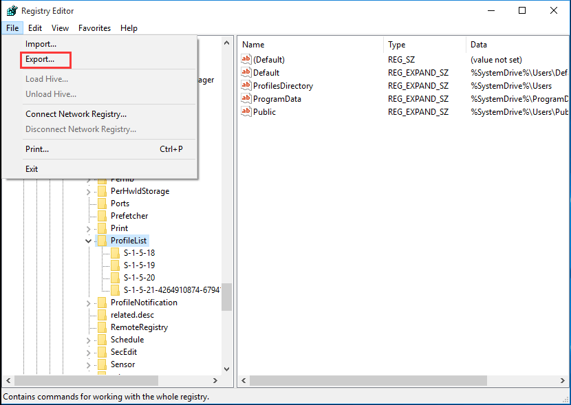 export registry