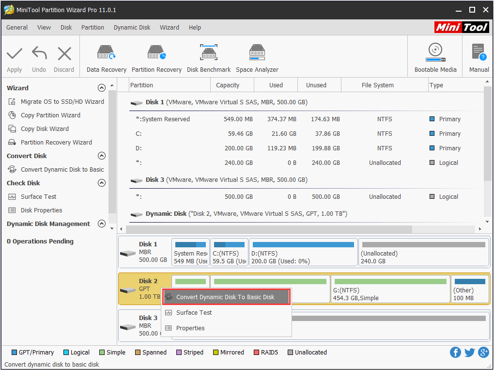 choose Convert Dynamic Disk to Basic Disk