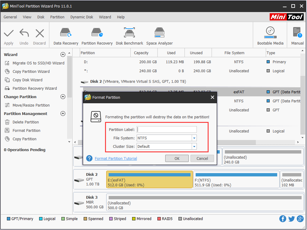 choose NTFS file system