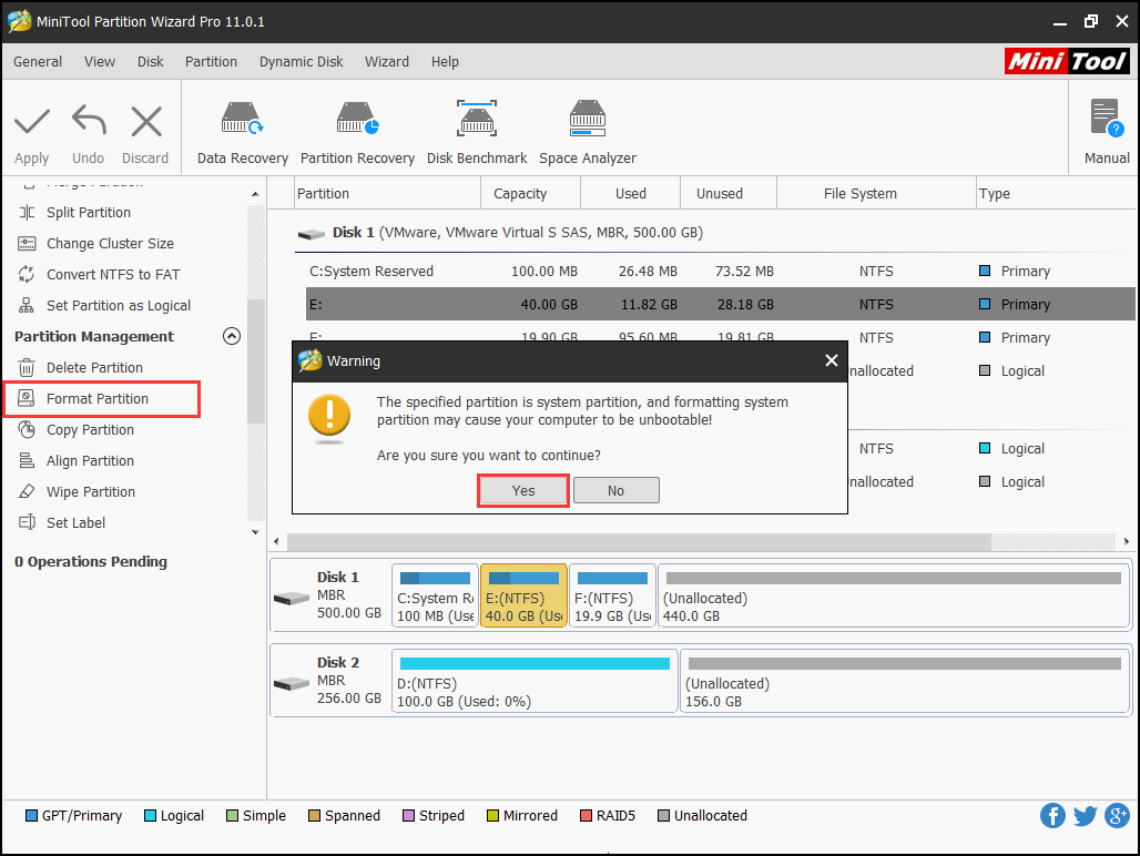 format in MiniTool Partition Wizard