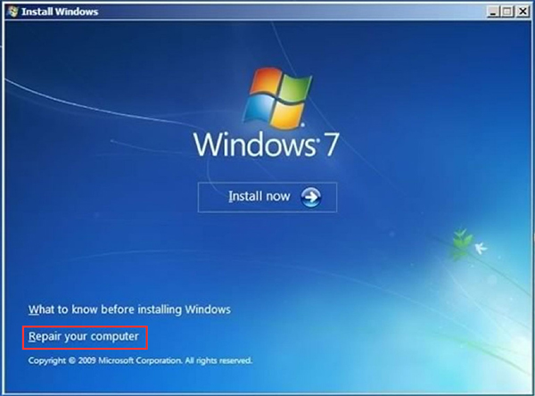 choose repair your computer