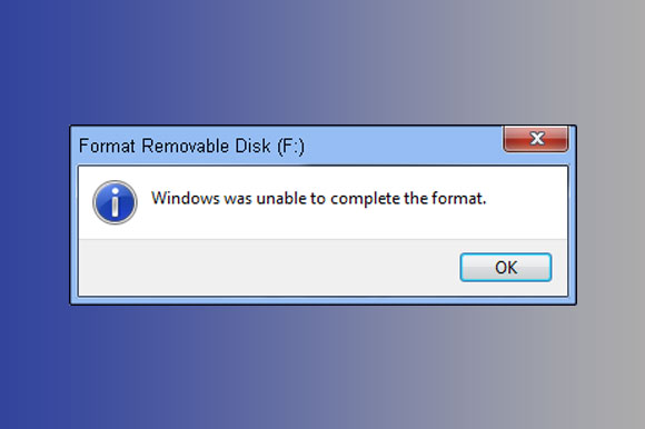 windows unable to format disk windows 10