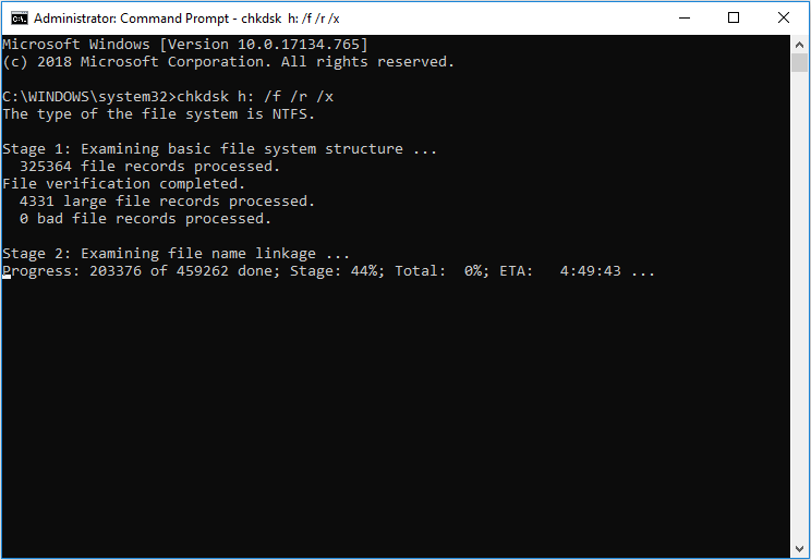 run CHKDSK utility