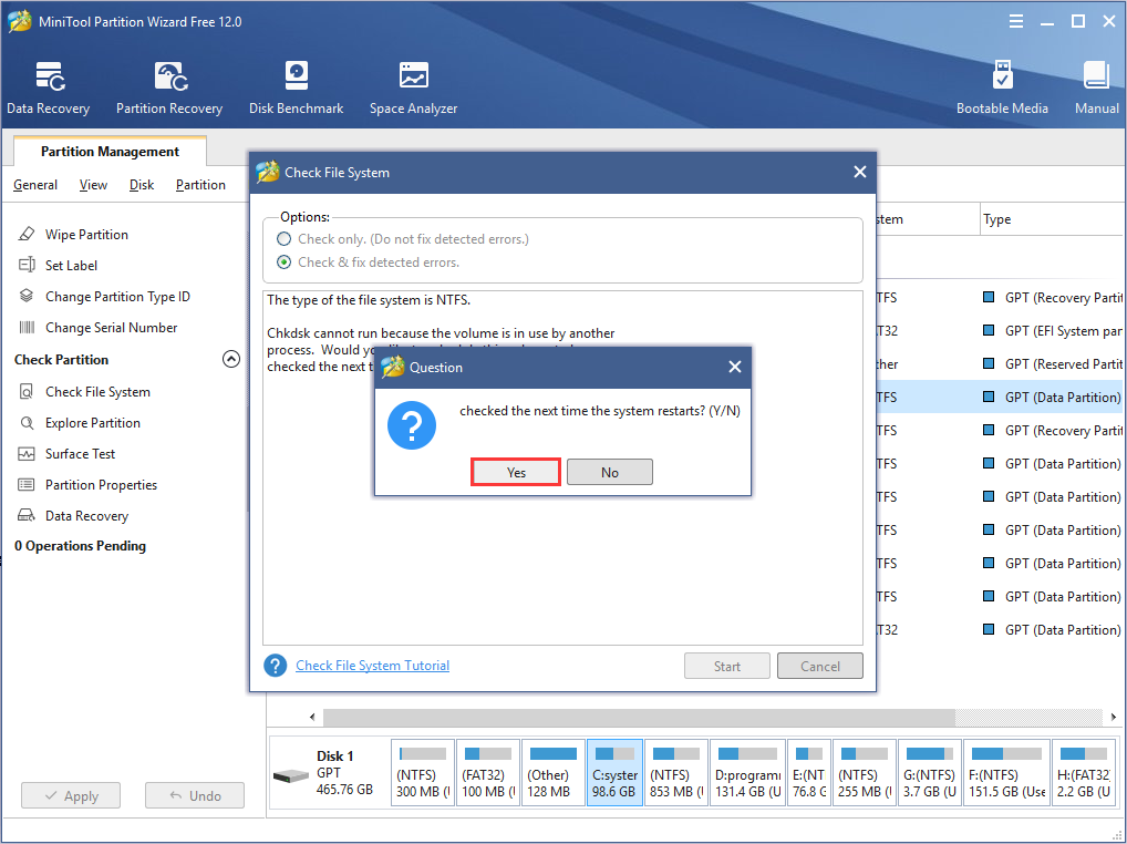check and fix drive errors