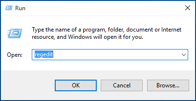 run regedit