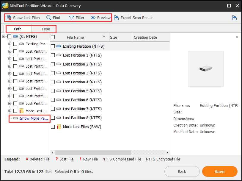 use tools to find out the lost files