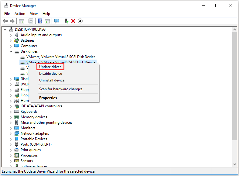 click Update driver to update the specified driver