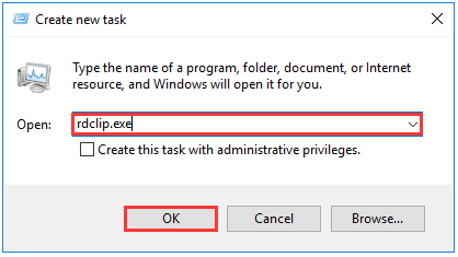 type rdclip.exe in the pop-up window