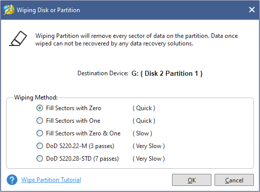select wiping method