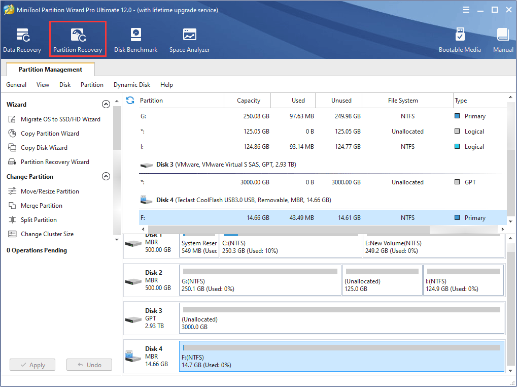 click Partition Recovery on toolbar