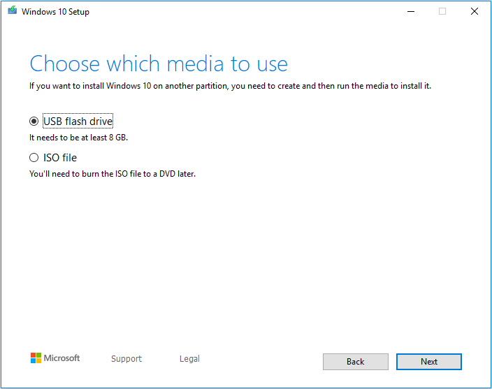use USB flash drive as the installation media