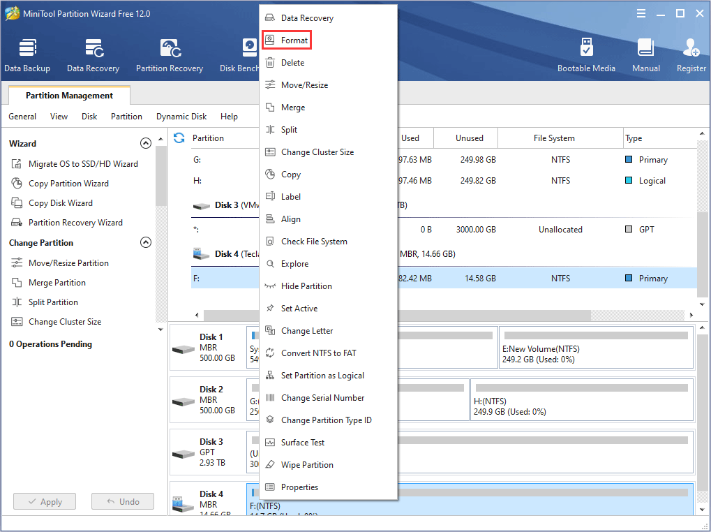 activate Format feature