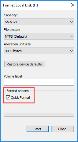 format through Windows Explorer
