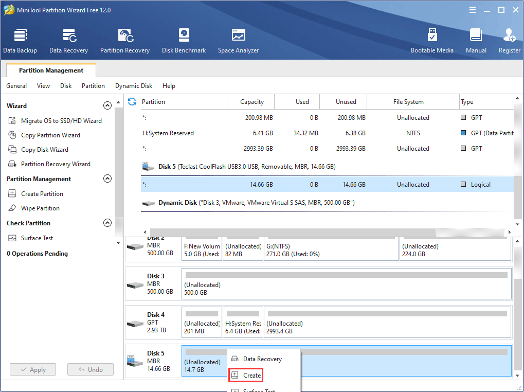 create a partition