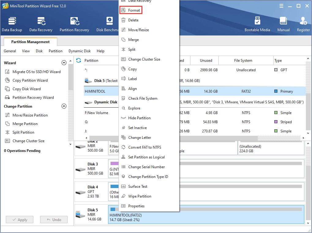 activate Format feature