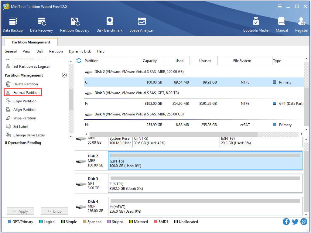 select the Format Partition feature
