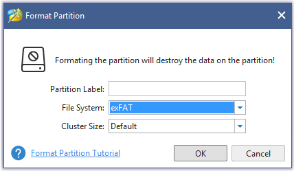 format the SDXC card to exFAT