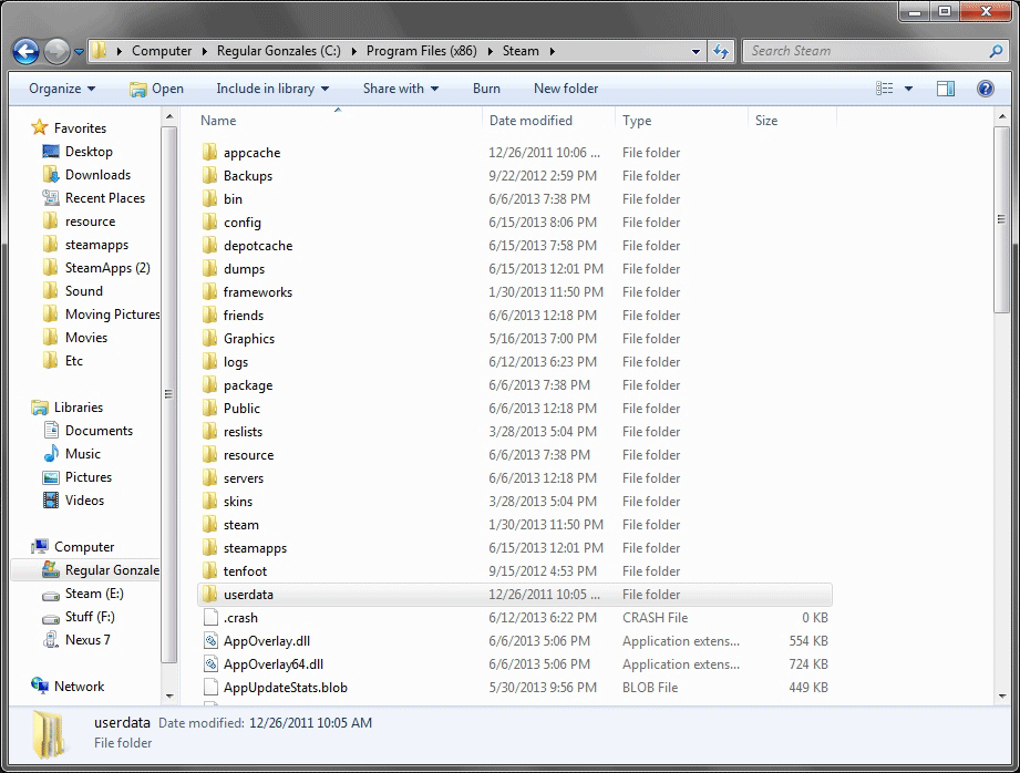 delete appcache folder of Steam