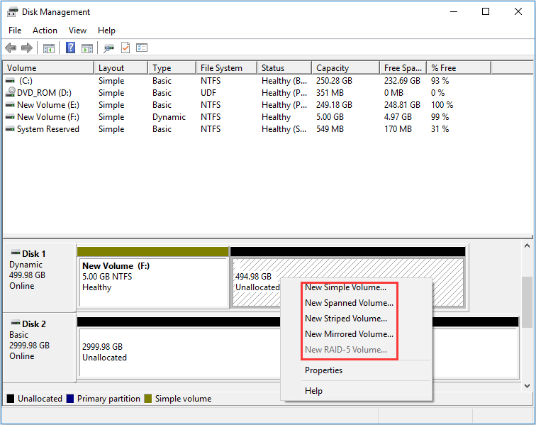 create dynamic volumes