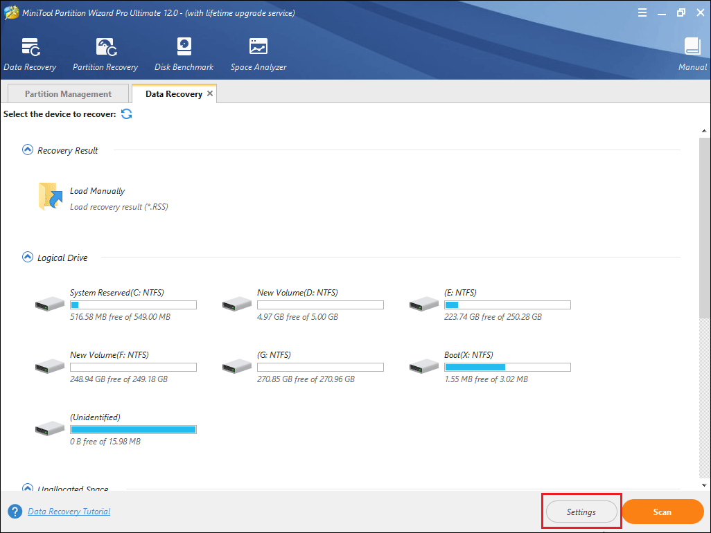 choose the system disk for data recovery scanning