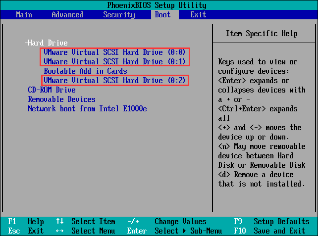 Check the hard drive number in BIOS