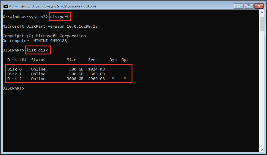 list disk to see the number of hard drives detected by the PC
