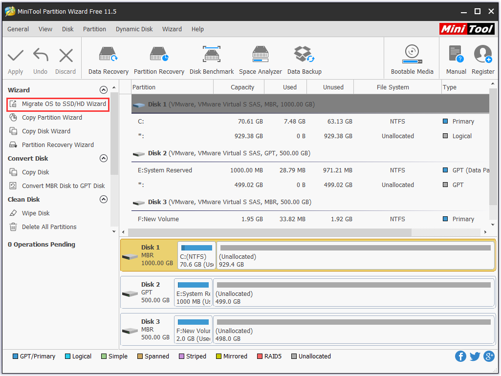 click Migrate OS from the left action panel
