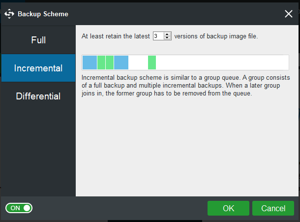 click Scheme to make an advanced backup scheme