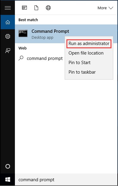run cmd as administrator