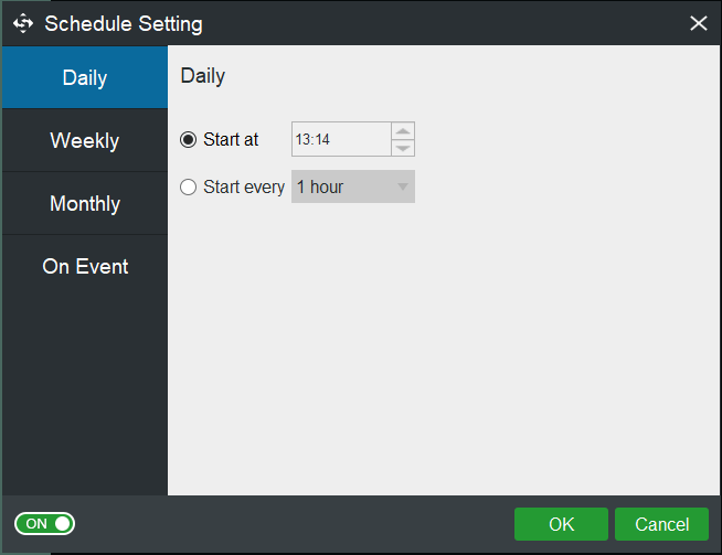 schedual settings