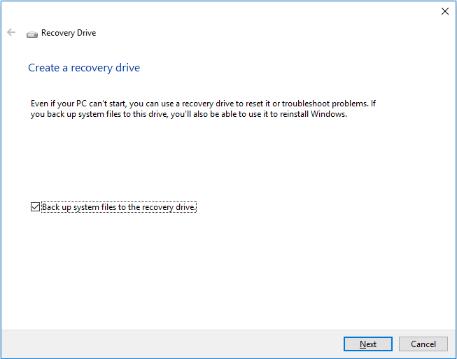 create a recovery drive