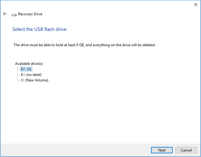 select usb drive
