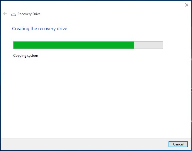unable to create recovery drive windows 10
