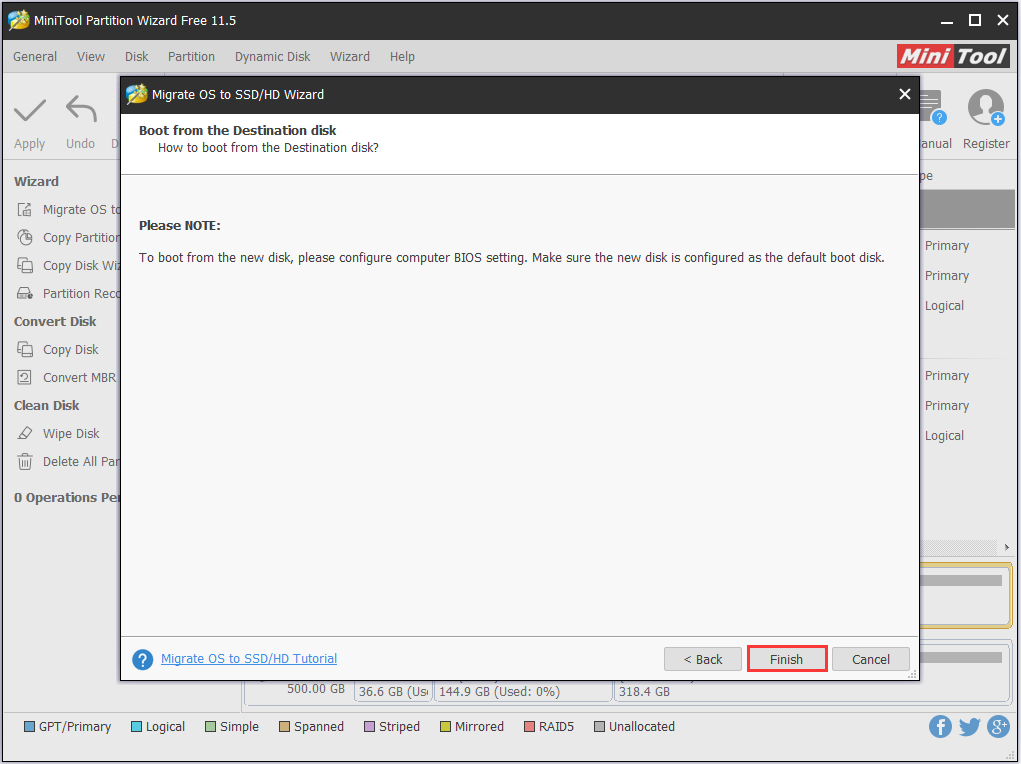 read how to boot from the destination disk