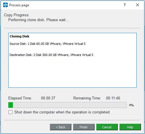 view the copy progress