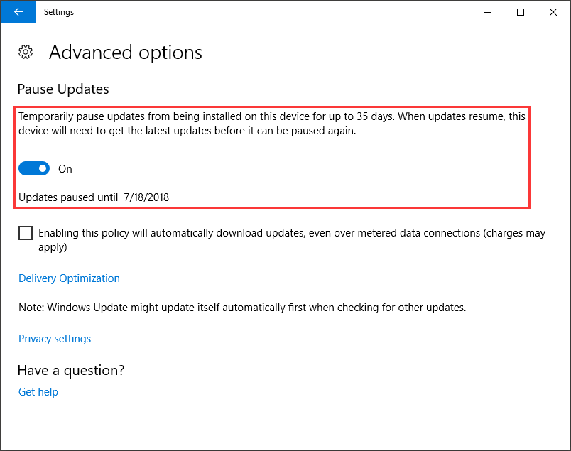 pause update for 35 days