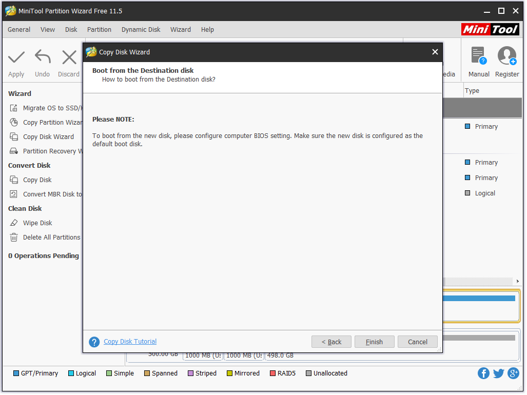 read how to boot from the destination disk