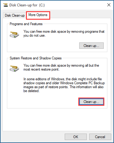 clean up system restore and shadow copies