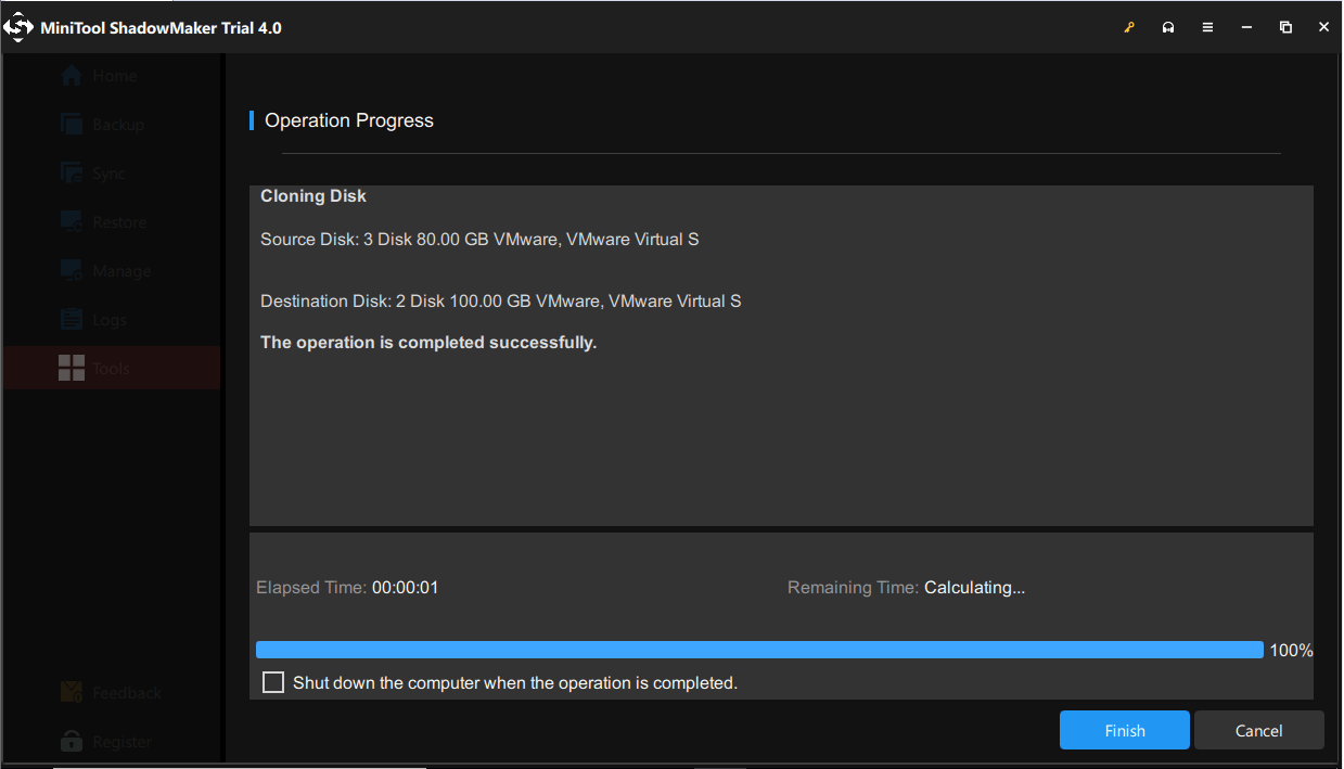 MiniTool ShadowMaker is performing disk cloning
