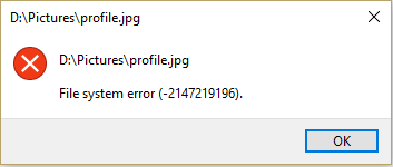 file system error (-2147219196)