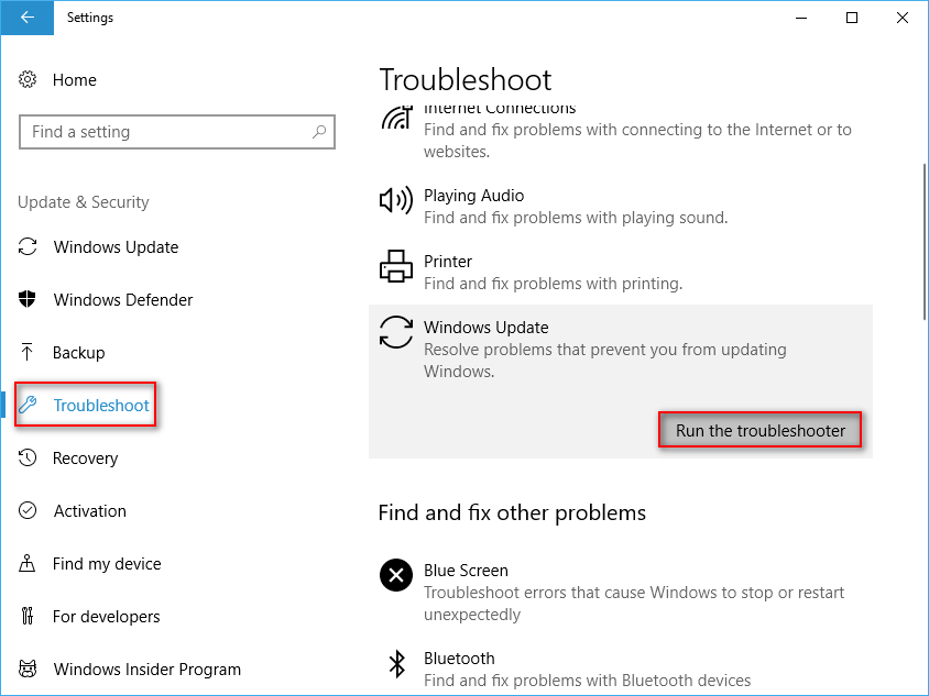 Run the troubleshooter