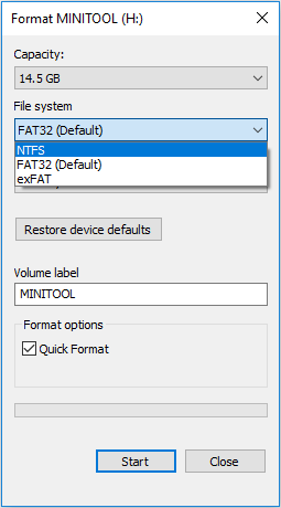 format SD card in File Explorer